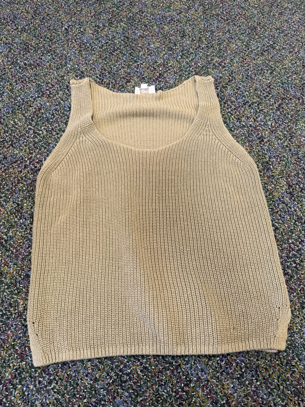 LOFT Beige Ribbed Knit Sleeveless Tank Sweater